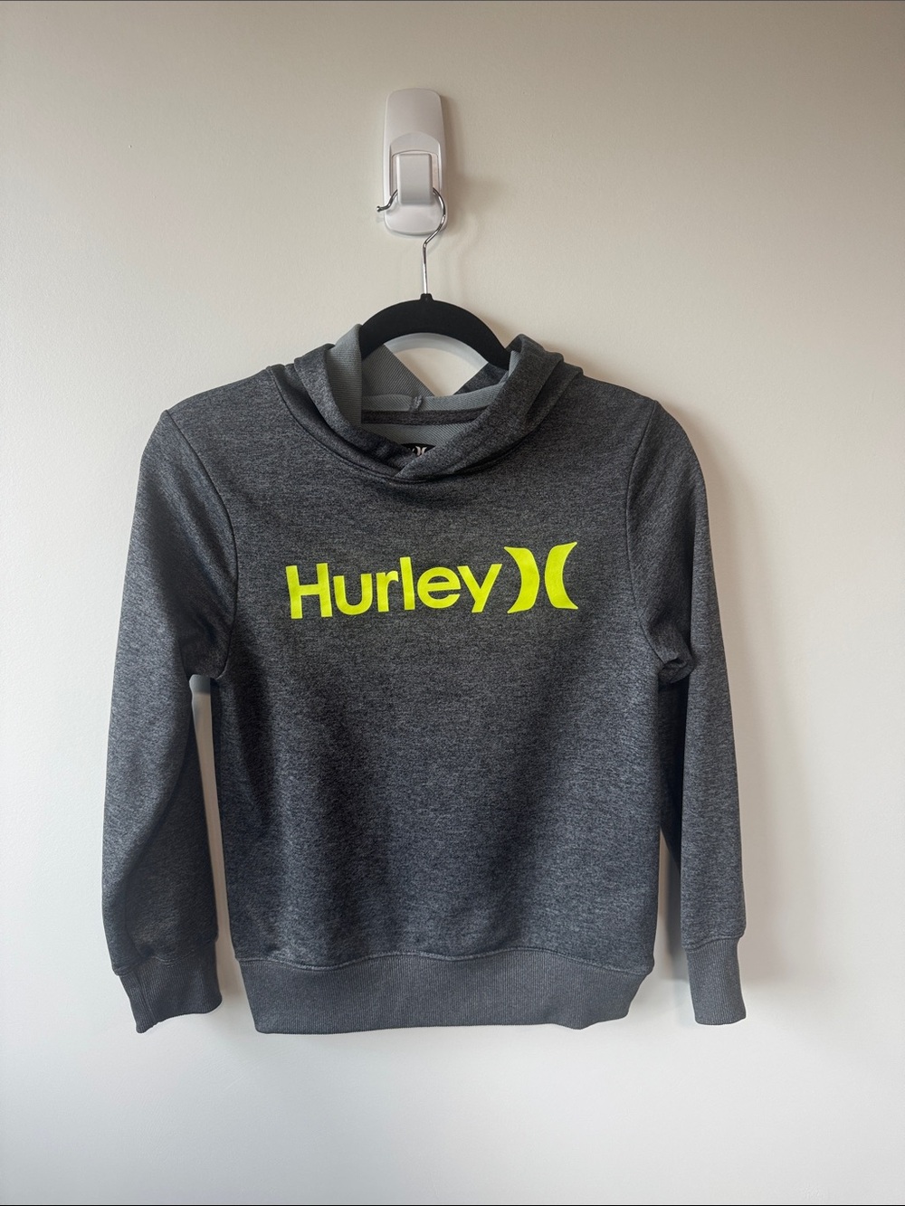 Hurley Charcoal Hoodie with Neon Yellow Logo